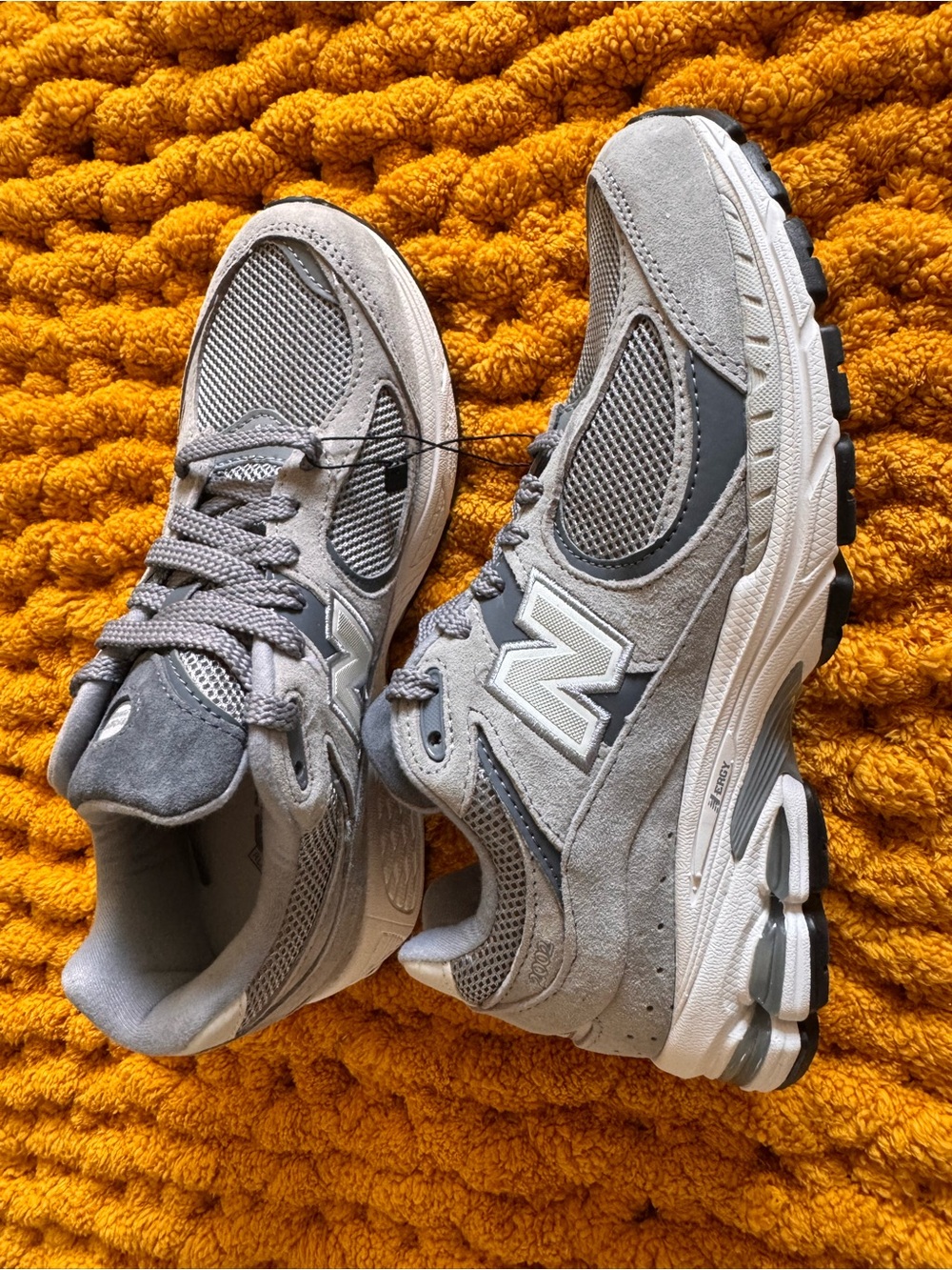 New Balance Gray Mesh & Suede Sneakers